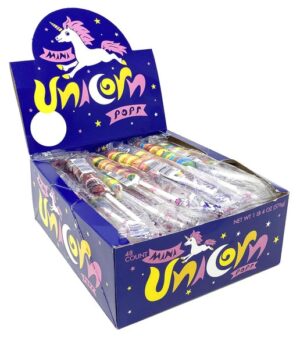 Mini Unicorn Spiral Rainbow Lollipop Sticks 48ct